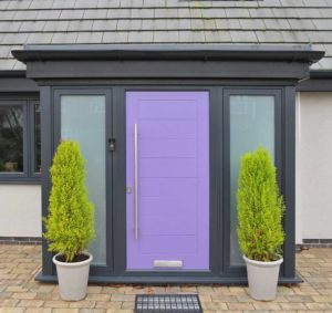 image showing a purple composite front door on a bungalow in Keyworth