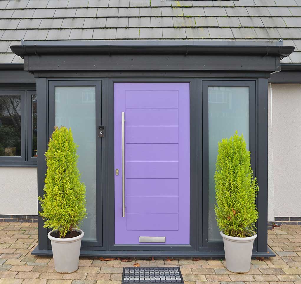 image showing a purple composite front door on a bungalow in Keyworth