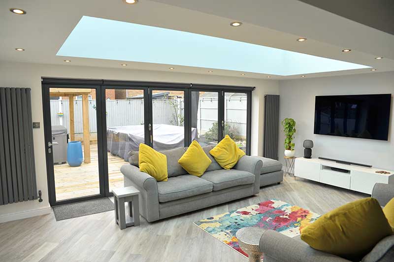 showing the interior of a large extension by Acorn Windows nottingham