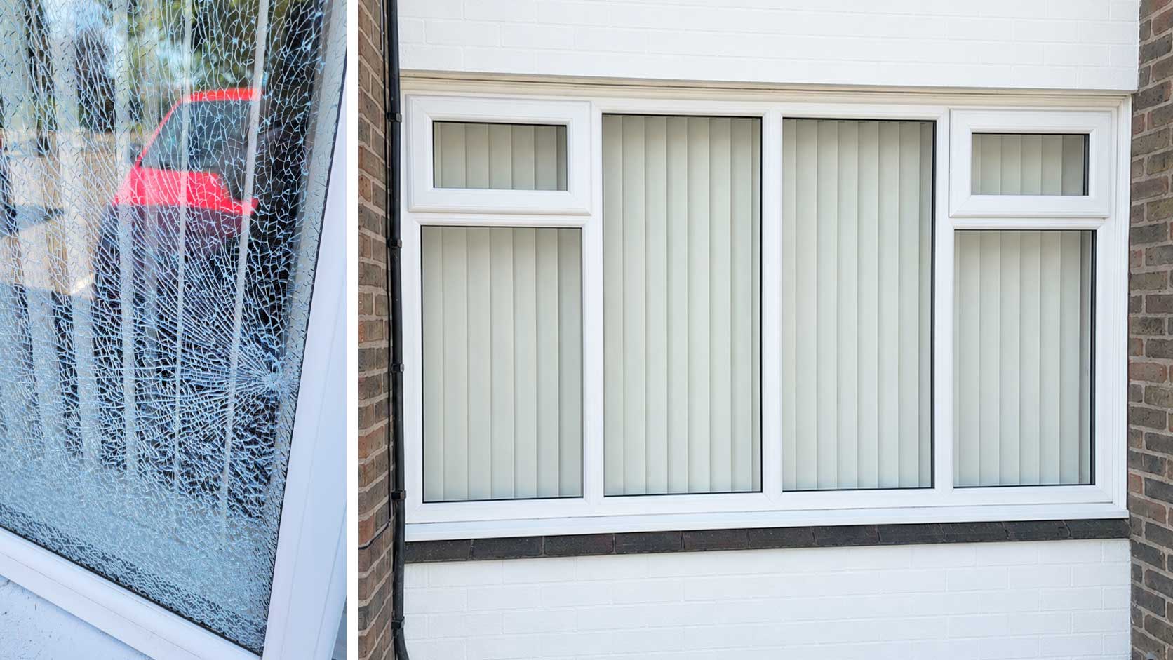 image showing a broken sealed unit fixed and replaced by Acorn Windows in Nottingham